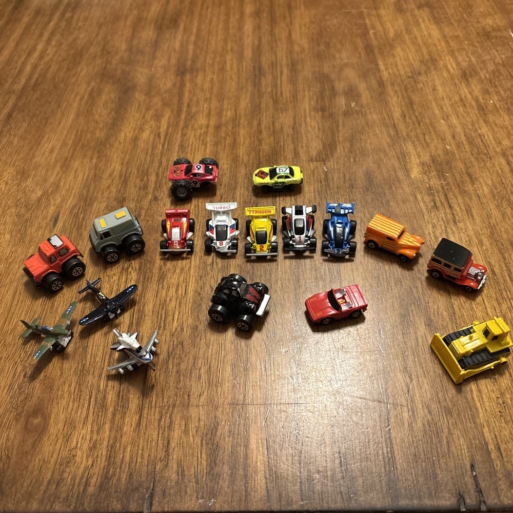 Micro Machines Lot of 15 80's/90's - Race cars, Jeeps, Jets, Corvette, Bug, Misc